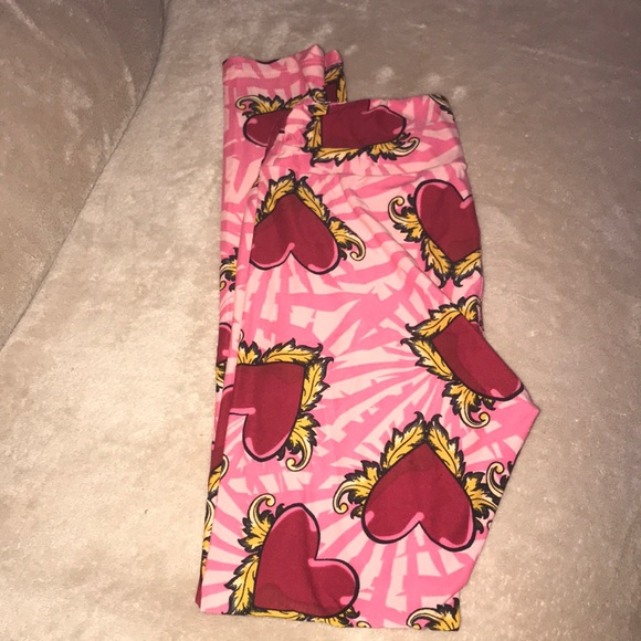 LuLaRoe one size leggings pink red yellow 💕 - Picture 1 of 2